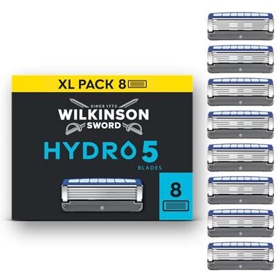 Wilkinson Sword Hydro 5 wkłady do maszynki do golenia dla mężczyzn, nawilżające, z powłoką węglową, 8 wkładów Wilkinson Sword Hydro 5 wkłady do maszynki do golenia dla mężczyzn, nawilżające, z powłoką węglową, 8 wkładów