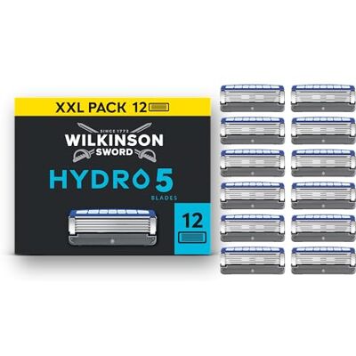 Wilkinson Sword Hydro 5 zestaw wymiennych żyletek do uzupełniania, nawilżające i ostrza powlekane węglem, 12 wkładów Wilkinson Sword Hydro 5 zestaw wymiennych żyletek do uzupełniania, nawilżające i ostrza powlekane węglem, 12 wkładów