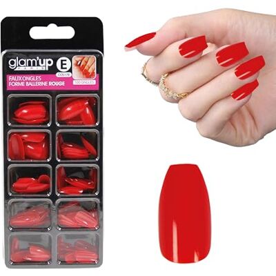 GLAM UP Glam'Up X100 sztuczne paznokcie w kształcie baleriny, czerwone GLAM UP Glam'Up X100 sztuczne paznokcie w kształcie baleriny, czerwone