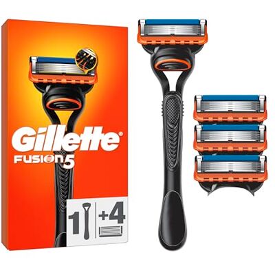 Gillette Fusion5 męska golarka + 3 wkłady do golarki z precyzyjnym trymerem, 5 ostrzy do golenia zapobiegających tarciu Gillette Fusion5 męska golarka + 3 wkłady do golarki z precyzyjnym trymerem, 5 ostrzy do golenia zapobiegających tarciu