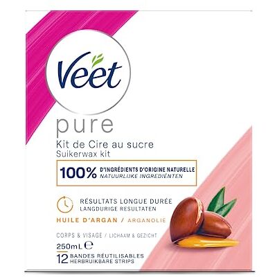 Veet PURE Gorący wosk z cukrem i olejem arganowym Bezpasmowa depilacja 100% naturalne składniki 250ml Veet PURE Gorący wosk z cukrem i olejem arganowym Bezpasmowa depilacja 100% naturalne składniki 250ml