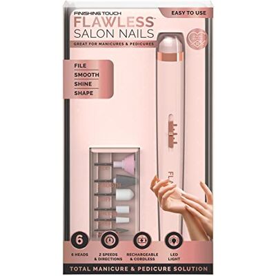 Flawless Finishing Touch Paznokcie salonowe, profesjonalny zestaw do manicure do domowego salonu, pilniki, polerki, błyszczy i poleruje do natychmiastowych pięknych paznokci Flawless Finishing Touch Paznokcie salonowe, profesjonalny zestaw do manicure do domowego salonu, pilniki, polerki, błyszczy i poleruje do natychmiastowych pięknych paznokci