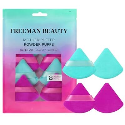 Freeman Mother Puffer Puff zestaw pudru do makijażu pudru prasowanego lub sypkiego, miękkie, trójkątne pufy z opaską na palec, wegańskie i wolne od okrucieństwa, 8 szt Freeman Mother Puffer Puff zestaw pudru do makijażu pudru prasowanego lub sypkiego, miękkie, trójkątne pufy z opaską na palec, wegańskie i wolne od okrucieństwa, 8 szt