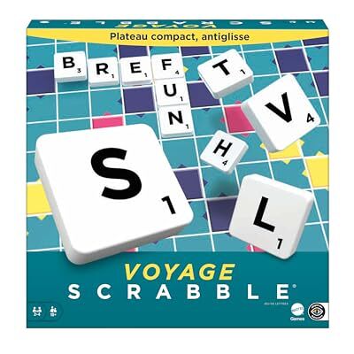 Mattel Games Scrabble podróż, miniaturowa edycja 20 x 20 cm, gra planszowa i liter, wersja francuska, CJT12 Mattel Games Scrabble podróż, miniaturowa edycja 20 x 20 cm, gra planszowa i liter, wersja francuska, CJT12
