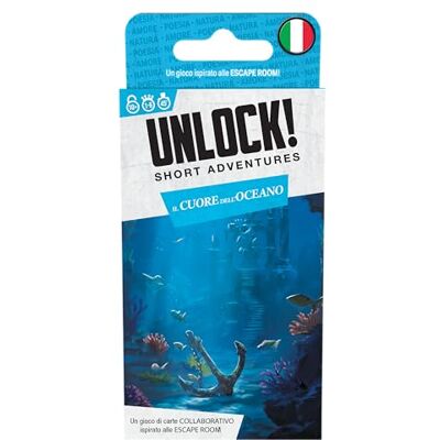 Asmodee Unlock! Krótkie przygody: serce oceanu, gra planszowa logiczna, 1-6 graczy, 10+ lat, wydanie włoskie Asmodee Unlock! Krótkie przygody: serce oceanu, gra planszowa logiczna, 1-6 graczy, 10+ lat, wydanie włoskie