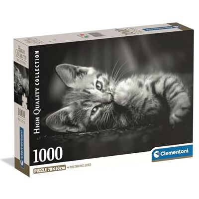 Clementoni Clemenotni Puzzle 1000 sztuk dla doroslych i mlodziezy, kolekcja, motyw kotka, obraz kota, kompaktowe pudelko z plakatem, pomysl na prezent dla mezczyzn i kobiet, wyprodukowano we Wloszech, 70 x 50 Clementoni Clemenotni Puzzle 1000 sztuk dla doroslych i mlodziezy, kolekcja, motyw kotka, obraz kota, kompaktowe pudelko z plakatem, pomysl na prezent dla mezczyzn i kobiet, wyprodukowano we Wloszech, 70 x 50