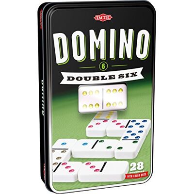 Tactic 53913 Double 6 Learn , Popular Table Classic Game for Friends & Family , 2+ Players , Coloured Dots for Easy Play , Sturdy Storage Tin , Plastic Dominoes That Last , Age 7+, Mixed Tactic 53913 Double 6 Learn , Popular Table Classic Game for Friends & Family , 2+ Players , Coloured Dots for Easy Play , Sturdy Storage Tin , Plastic Dominoes That Last , Age 7+, Mixed