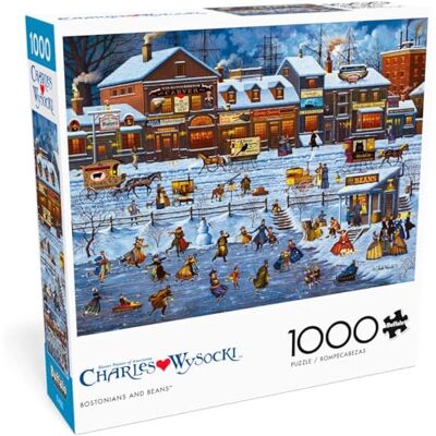 Buffalo Games Charles Wysocki – bostoński i fasola – 1000-częściowe puzzle dla dorosłych – wymagające puzzle idealne na wieczory z grami – gotowy rozmiar to 26,75 x 19,75 cm Buffalo Games Charles Wysocki – bostoński i fasola – 1000-częściowe puzzle dla dorosłych – wymagające puzzle idealne na wieczory z grami – gotowy rozmiar to 26,75 x 19,75 cm