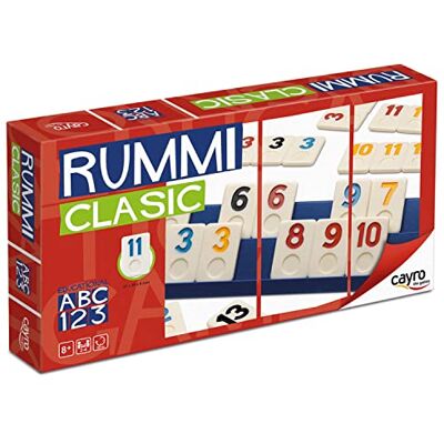 Cayro Rummi + 8 lat Model klasyczny Zabawna gra planszowa idealna dla dzieci i dorosłych 106 elementów 1 torba materiałowa i 4 uchwyty 2 do 4 graczy Cayro Rummi + 8 lat Model klasyczny Zabawna gra planszowa idealna dla dzieci i dorosłych 106 elementów 1 torba materiałowa i 4 uchwyty 2 do 4 graczy