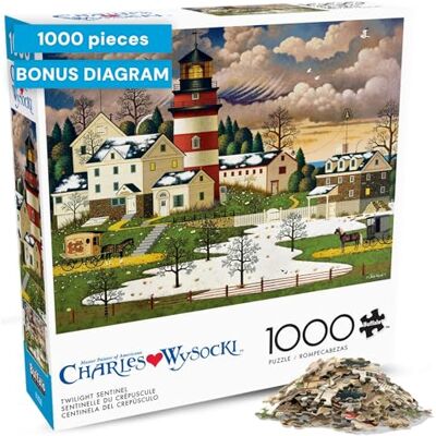 Buffalo Games Charles Wysocki Twilight Sentinel 1000 Piece Jigsaw Puzzle for Adults -Challenging Puzzle Perfect for Game Nights Finished Size is 26.75 x 19.75 Buffalo Games Charles Wysocki Twilight Sentinel 1000 Piece Jigsaw Puzzle for Adults -Challenging Puzzle Perfect for Game Nights Finished Size is 26.75 x 19.75