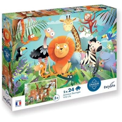 Sentosphère Calypto 3907705 Las & dżungle, zestaw 2 x 24 puzzli z miękkim dotykiem, puzzle dla dzieci z dużymi elementami i aksamitną powierzchnią, w zestawie plakat z puzzlami, dla dzieci od 3 lat, dodatkowe Sentosphère Calypto 3907705 Las & dżungle, zestaw 2 x 24 puzzli z miękkim dotykiem, puzzle dla dzieci z dużymi elementami i aksamitną powierzchnią, w zestawie plakat z puzzlami, dla dzieci od 3 lat, dodatkowe