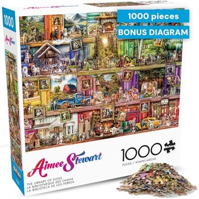 Buffalo Games Aimee Stewart The Library of Dogs 1000-elementowe puzzle dla dorosłych wymagające puzzle idealne na noce gier rozmiar gotowy 26,75 x 19,75 Buffalo Games Aimee Stewart The Library of Dogs 1000-elementowe puzzle dla dorosłych wymagające puzzle idealne na noce gier rozmiar gotowy 26,75 x 19,75