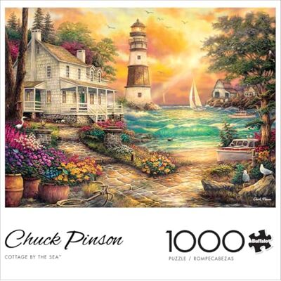 Buffalo Games cnmd Games-Chuck Pinson-Cottage by The Sea-1000 sztuk Jigsaw PuzzleDuża gra puzzle dla dorosłych nastolatków grających w domu, zabawki wystrój domu Buffalo Games cnmd Games-Chuck Pinson-Cottage by The Sea-1000 sztuk Jigsaw PuzzleDuża gra puzzle dla dorosłych nastolatków grających w domu, zabawki wystrój domu