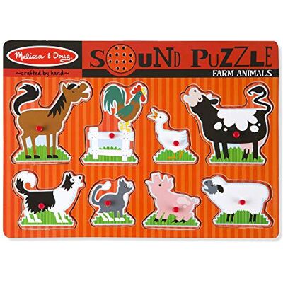 Melissa & Doug Puzzle Farma Starego Mcdonalda, Układanka z dźwiękiem, Drewniana zabawka dla chłopców i dziewczynek w wieku powyżej 2. roku życia Melissa & Doug Puzzle Farma Starego Mcdonalda, Układanka z dźwiękiem, Drewniana zabawka dla chłopców i dziewczynek w wieku powyżej 2. roku życia