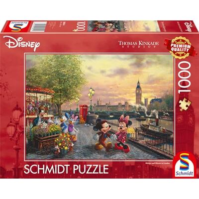 Schmidt Spiele 58044 Thomas Kinkade, Disney, Mickey & Minnie w Londynie, 1000 elementów, kolorowe Schmidt Spiele 58044 Thomas Kinkade, Disney, Mickey & Minnie w Londynie, 1000 elementów, kolorowe