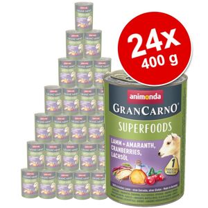 Animonda GranCarno Megapakiet Animonda GranCarno Adult Superfoods, 24 x 400 g - Indyk, burak liściowy, owoce dzikiej róży, olej lniany