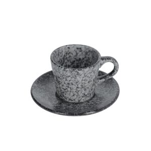Kave Home - Filizanka do kawy z podstawkiem Airena czarna ceramiczna