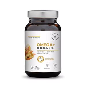 AURA HERBALS Omega+ Witamina D3 2000 IU + K2 50 mcg Kwasy DHA 240 mg + EPA 360 mg (60 sgels) Aura Herbals