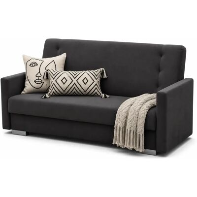 Edinos Czarna tapicerowana minimalistyczna wersalka N7-F21 Edinos Czarna tapicerowana minimalistyczna wersalka N7-F21