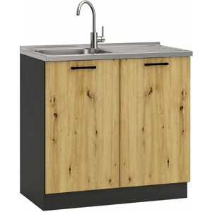 Edinos Szafka pod zlewozmywak 80 cm grafit + dąb artisan C3-L62 Edinos Szafka pod zlewozmywak 80 cm grafit + dąb artisan C3-L62