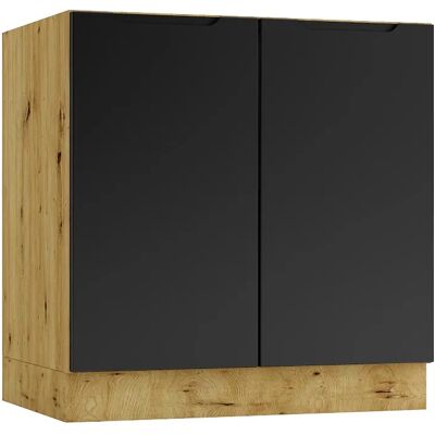 Edinos Szafka pod zlew 80 cm dąb artisan + czarny R4-T23 Edinos Szafka pod zlew 80 cm dąb artisan + czarny R4-T23
