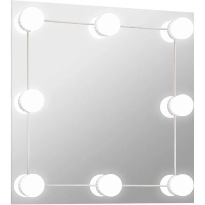 Edinos Kwadratowe srebrne lustro wiszące LED 40x40 cm T9-D02 Edinos Kwadratowe srebrne lustro wiszące LED 40x40 cm T9-D02