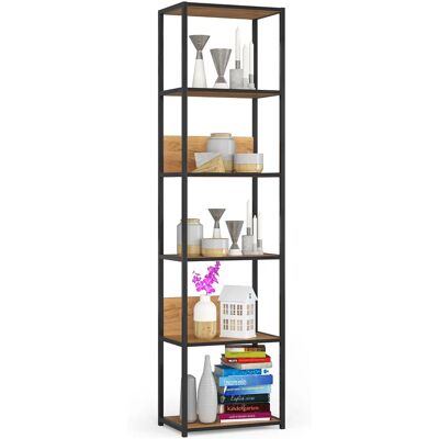 Edinos Otwarty regał z 6 półkami w stylu loft czarny + dąb craft P4-P27 Edinos Otwarty regał z 6 półkami w stylu loft czarny + dąb craft P4-P27