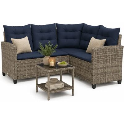 Edinos Sofa ogrodowa ze stolikiem szaro granatowa N8-P93 Edinos Sofa ogrodowa ze stolikiem szaro granatowa N8-P93