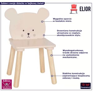 Elior Drewniane krzesełko dziecięce beżowy miś - Armo