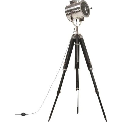 Lumes Czarna retro lampa podłogowa z drewna mango P9-E65 Lumes Czarna retro lampa podłogowa z drewna mango P9-E65