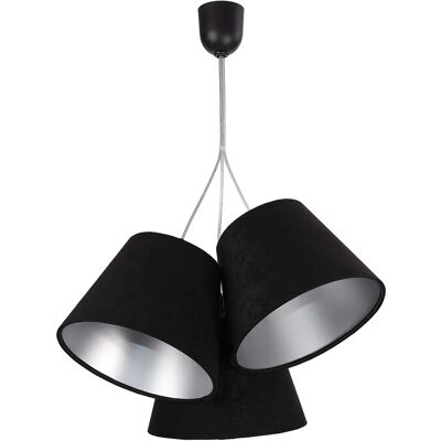 Lumes Czarno-srebrna welurowa lampa wisząca stożki R1-C65 Lumes Czarno-srebrna welurowa lampa wisząca stożki R1-C65