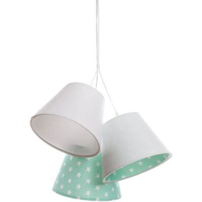 Lumes Biało-zielona dziecięca lampa wisząca w gwiazdki G4-D32 Lumes Biało-zielona dziecięca lampa wisząca w gwiazdki G4-D32