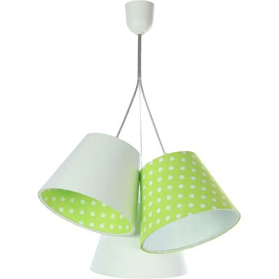 Lumes Biało-zielona lampa wisząca w groszki dla dzieci R8-T15 Lumes Biało-zielona lampa wisząca w groszki dla dzieci R8-T15
