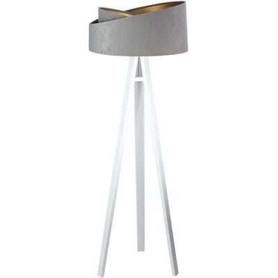 Lumes Szaro-biała asymetryczna lampa stojąca trójnóg - S025 L3-R88 Lumes Szaro-biała asymetryczna lampa stojąca trójnóg - S025 L3-R88