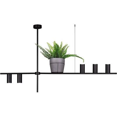 Lumes Duża czarna lampa wisząca z kwietnikiem - 7X S076 G8-E68 Lumes Duża czarna lampa wisząca z kwietnikiem - 7X S076 G8-E68