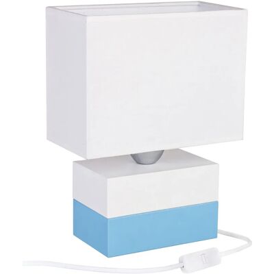 Lumes Biało-niebieska drewniana lampka dziecięca - S188 T9-L25 Lumes Biało-niebieska drewniana lampka dziecięca - S188 T9-L25