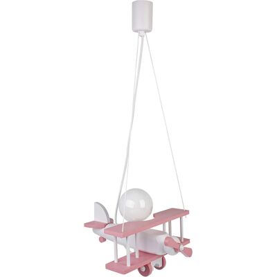 Lumes Różowa dziecięca lampa wisząca samolot drewniana - S199 B6-P40 Lumes Różowa dziecięca lampa wisząca samolot drewniana - S199 B6-P40