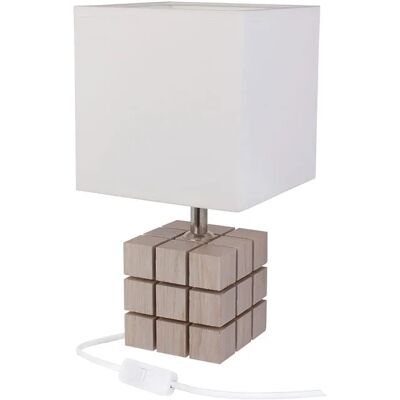 Lumes Beżowa lampka nocna kostka z abażurem - S230 K9-P66 Lumes Beżowa lampka nocna kostka z abażurem - S230 K9-P66