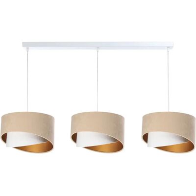Lumes Beżowa potrójna lampa wisząca welurowa - 7X S503 N2-L48 Lumes Beżowa potrójna lampa wisząca welurowa - 7X S503 N2-L48
