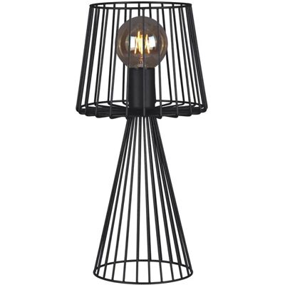 Lumes Czarna druciana lampa stołowa w stylu loft - S566 W0-F14 Lumes Czarna druciana lampa stołowa w stylu loft - S566 W0-F14