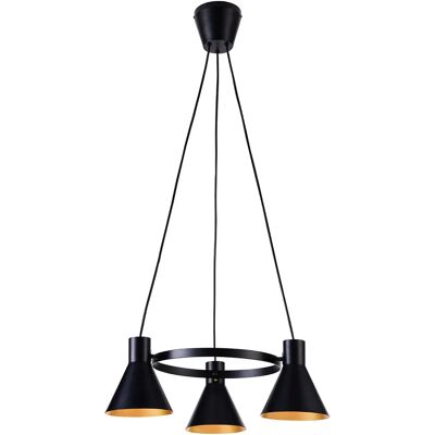 Lumes Czarna matowa potrójna lampa wisząca do loftu - 11X K106 N0-H18 Lumes Czarna matowa potrójna lampa wisząca do loftu - 11X K106 N0-H18