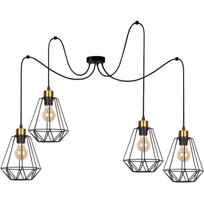 Lumes Metalowa czarna lampa druciana typu pająk D7-N63 Lumes Metalowa czarna lampa druciana typu pająk D7-N63