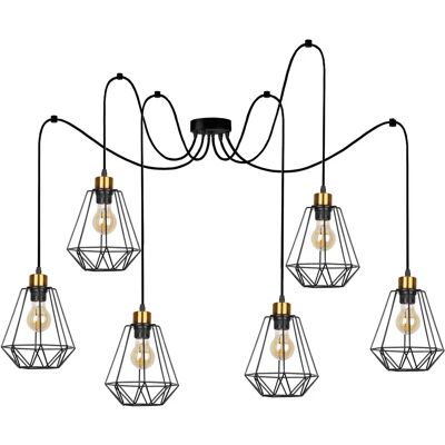 Lumes Lampa czarna 6-ramienna pająk A1-S23 Lumes Lampa czarna 6-ramienna pająk A1-S23