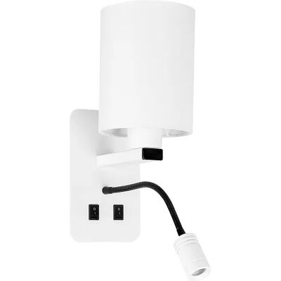 Lumes Nowoczesny biały kinkiet z dodatkową lampką LED do czytania - V077 G1-W20 Lumes Nowoczesny biały kinkiet z dodatkową lampką LED do czytania - V077 G1-W20