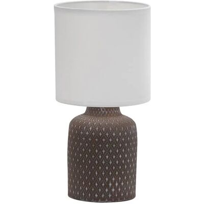 Lumes Brązowa lampa stołowa z abażurem z tkaniny - V085 F2-Z79 Lumes Brązowa lampa stołowa z abażurem z tkaniny - V085 F2-Z79