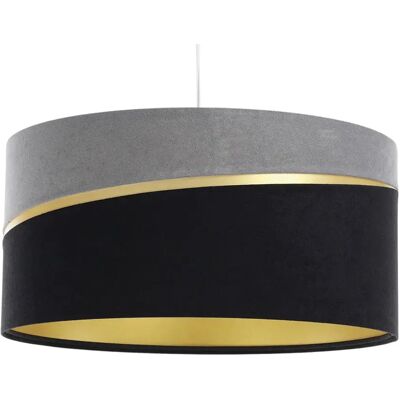 Lumes Szaro-czarna lampa wisząca z welurowym abażurem - A338 A8-D87 Lumes Szaro-czarna lampa wisząca z welurowym abażurem - A338 A8-D87