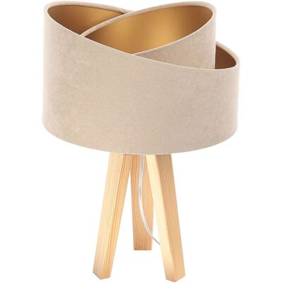 Lumes Beżowa lampka nocna z designerskim abażurem - 3X A354 S8-K47 Lumes Beżowa lampka nocna z designerskim abażurem - 3X A354 S8-K47