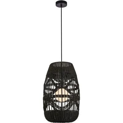 Lumes Czarna lampa wisząca z plecionym kloszem - K397 M2-L31 Lumes Czarna lampa wisząca z plecionym kloszem - K397 M2-L31