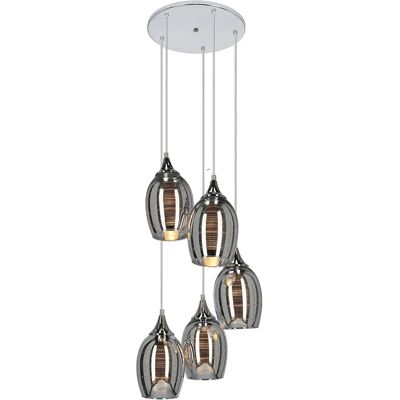 Lumes Srebrna szklana lampa wisząca - D147 G1-N34 Lumes Srebrna szklana lampa wisząca - D147 G1-N34