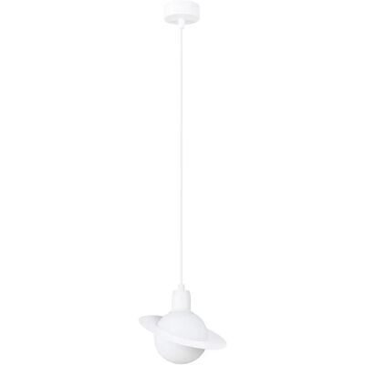 Lumes Biała pojedyncza lampa wisząca ze szklano-metalowym kloszem - A604 S9-B97 Lumes Biała pojedyncza lampa wisząca ze szklano-metalowym kloszem - A604 S9-B97